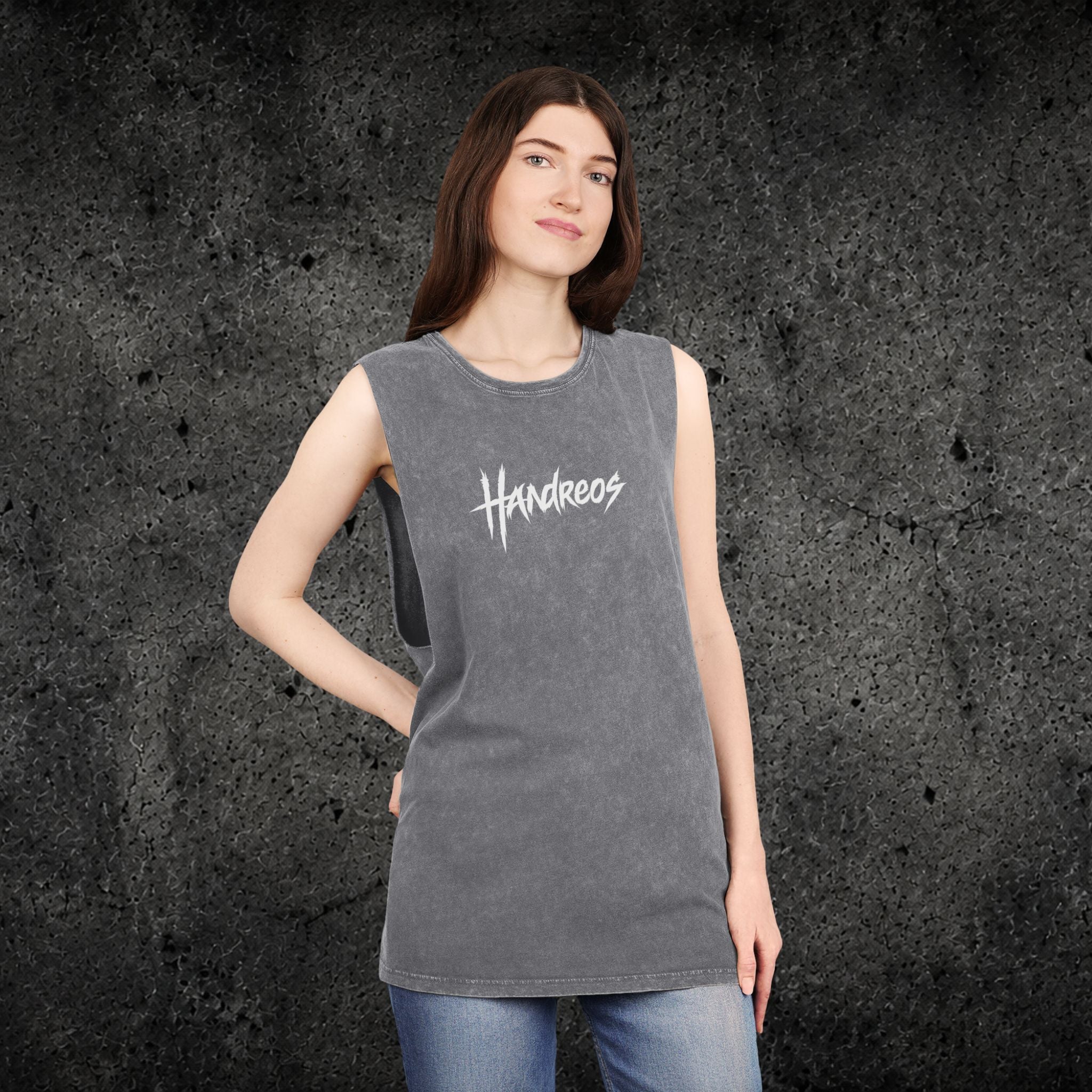 Handreos Logo Stonewash Tank Top — Graphic Muscle Tee