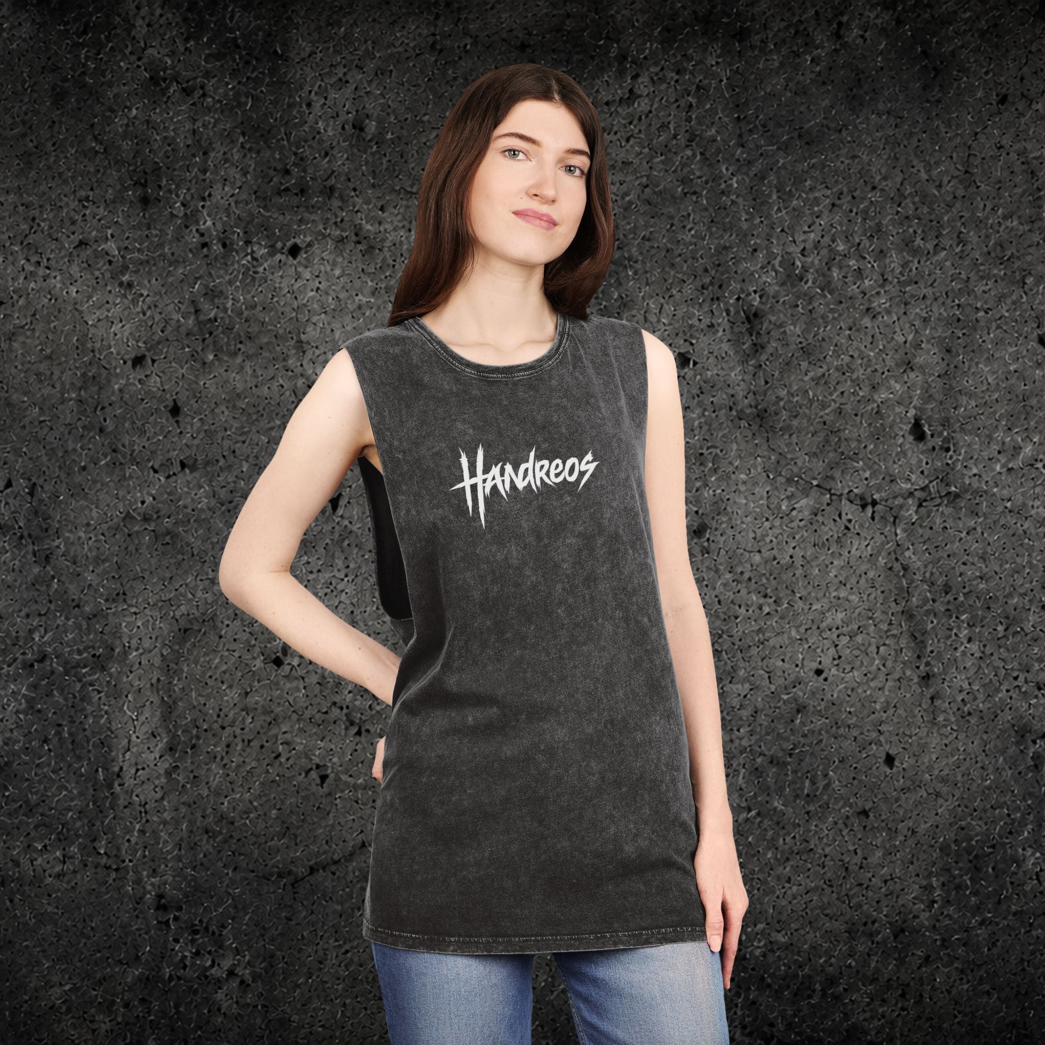 Handreos Logo Stonewash Tank Top — Graphic Muscle Tee