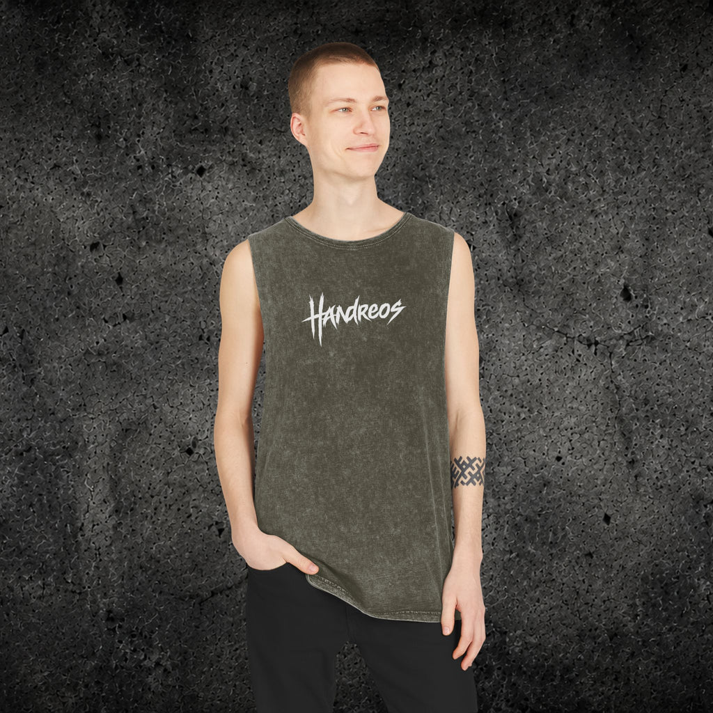 Handreos Logo Stonewash Tank Top — Graphic Muscle Tee