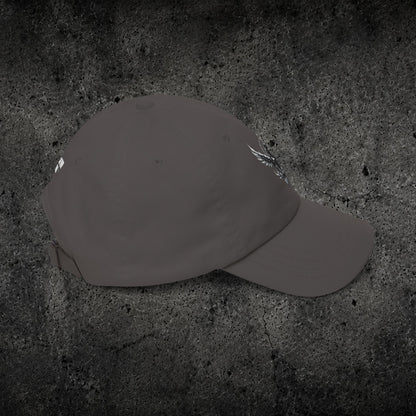 Ember Raven Dad Cap — Minimal Dark Bird Logo Baseball Hat
