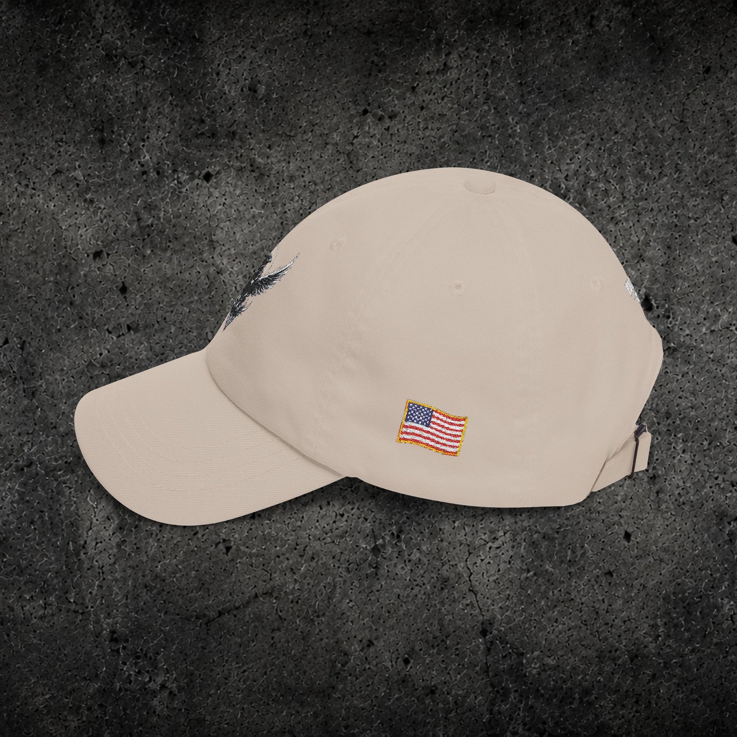 Ember Raven Dad Cap — Minimal Dark Bird Logo Baseball Hat