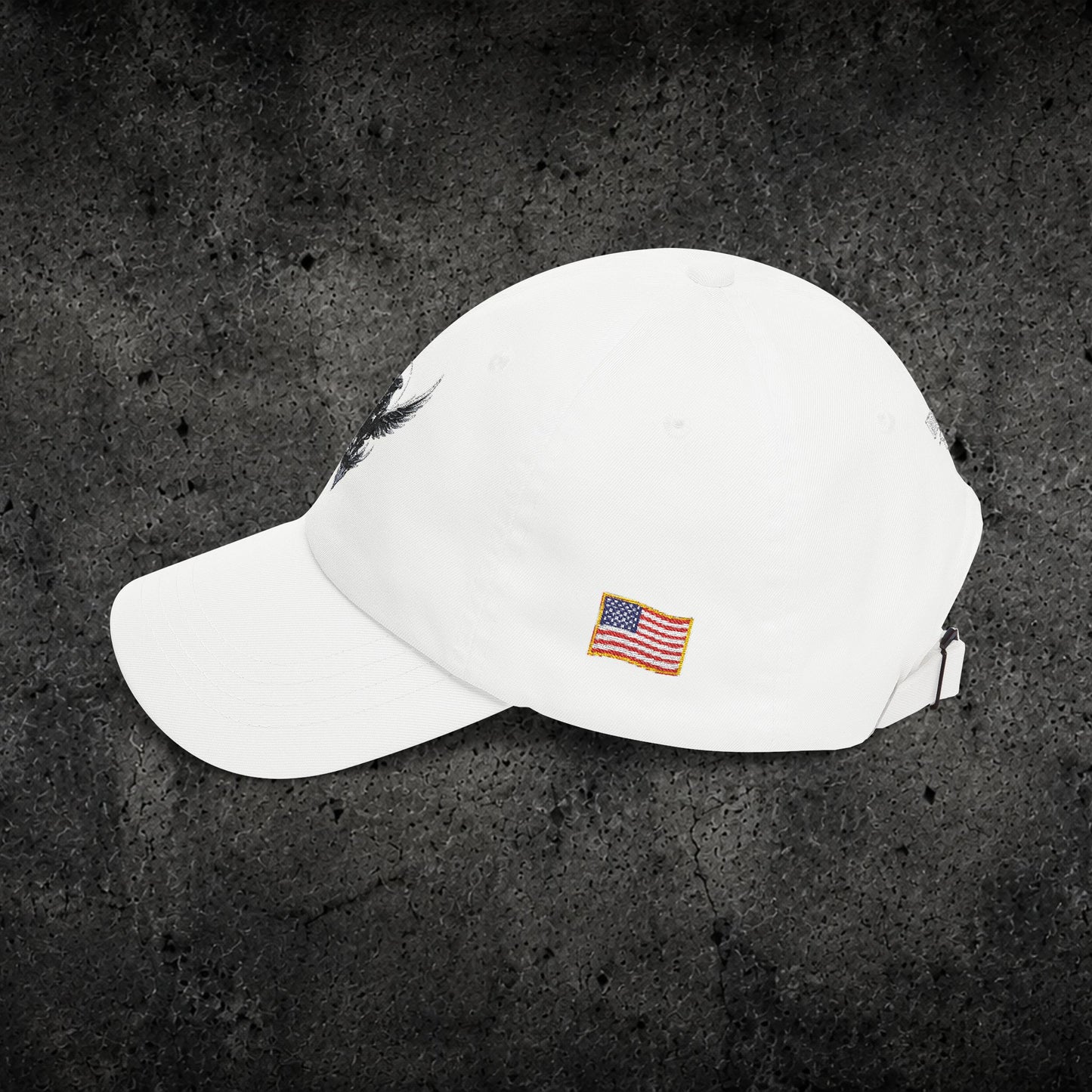 Ember Raven Dad Cap — Minimal Dark Bird Logo Baseball Hat