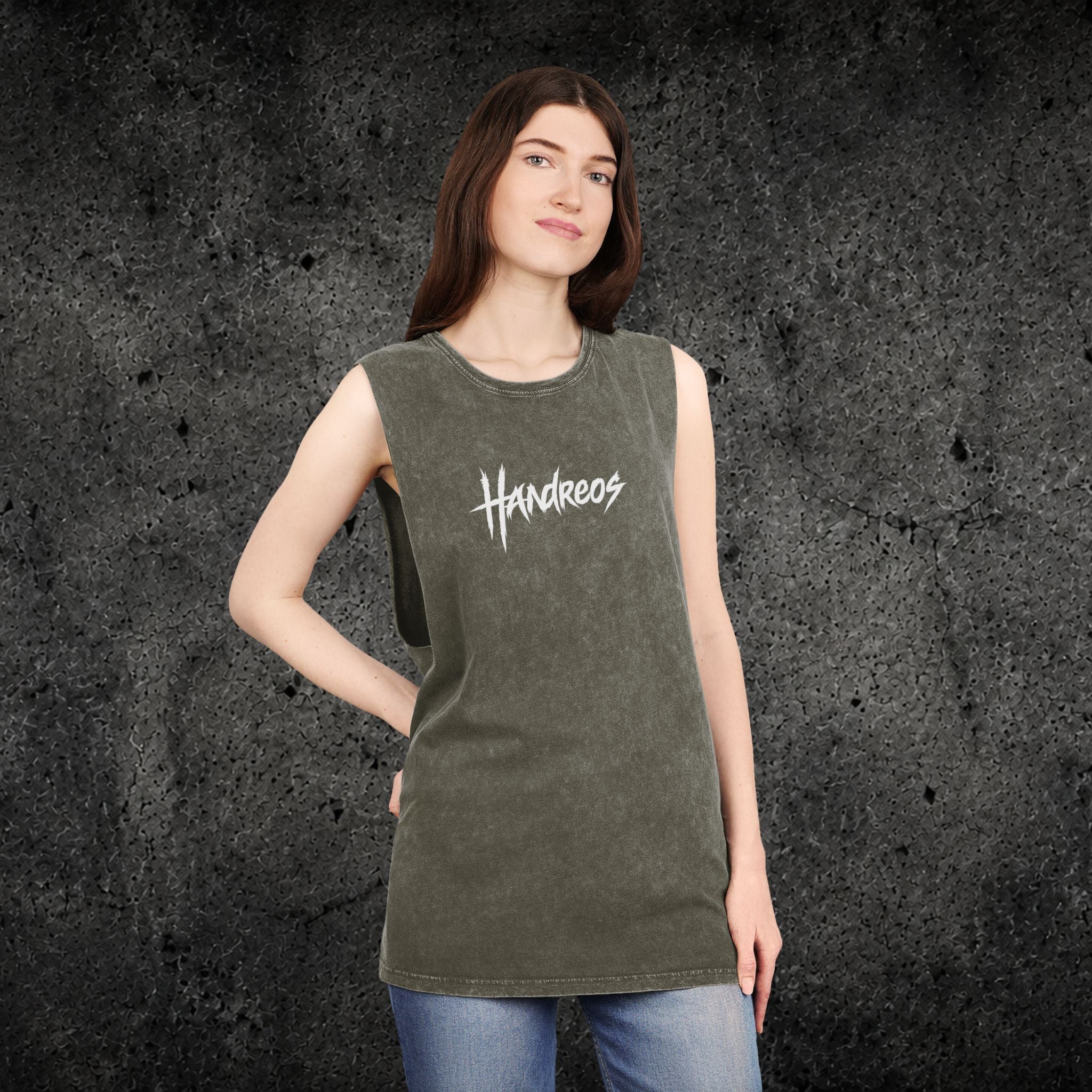 Handreos Logo Stonewash Tank Top — Graphic Muscle Tee