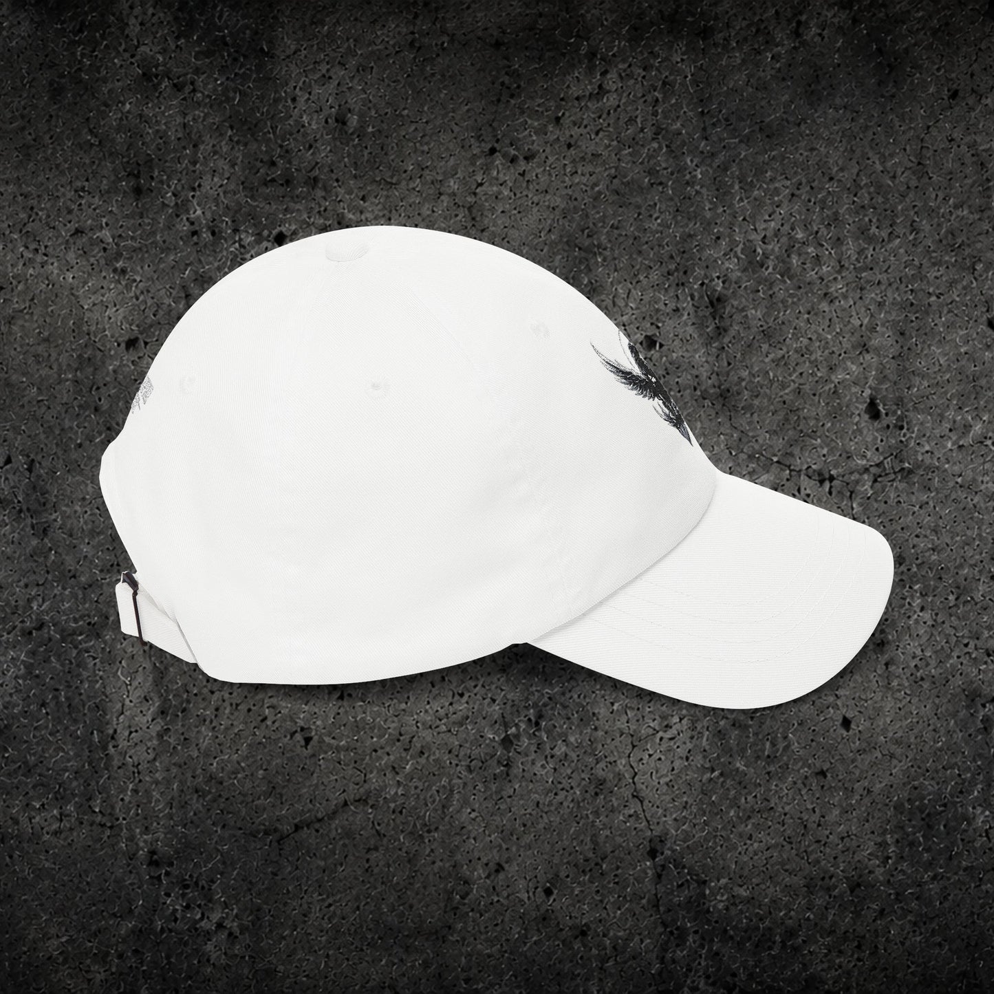 Ember Raven Dad Cap — Minimal Dark Bird Logo Baseball Hat