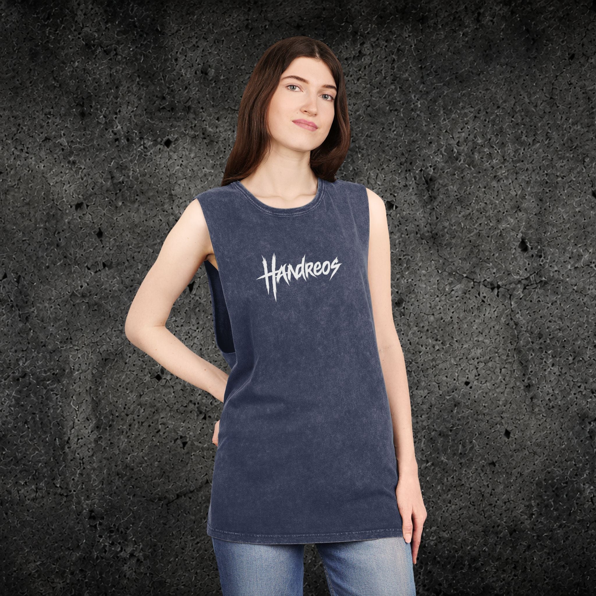 Handreos Logo Stonewash Tank Top — Graphic Muscle Tee
