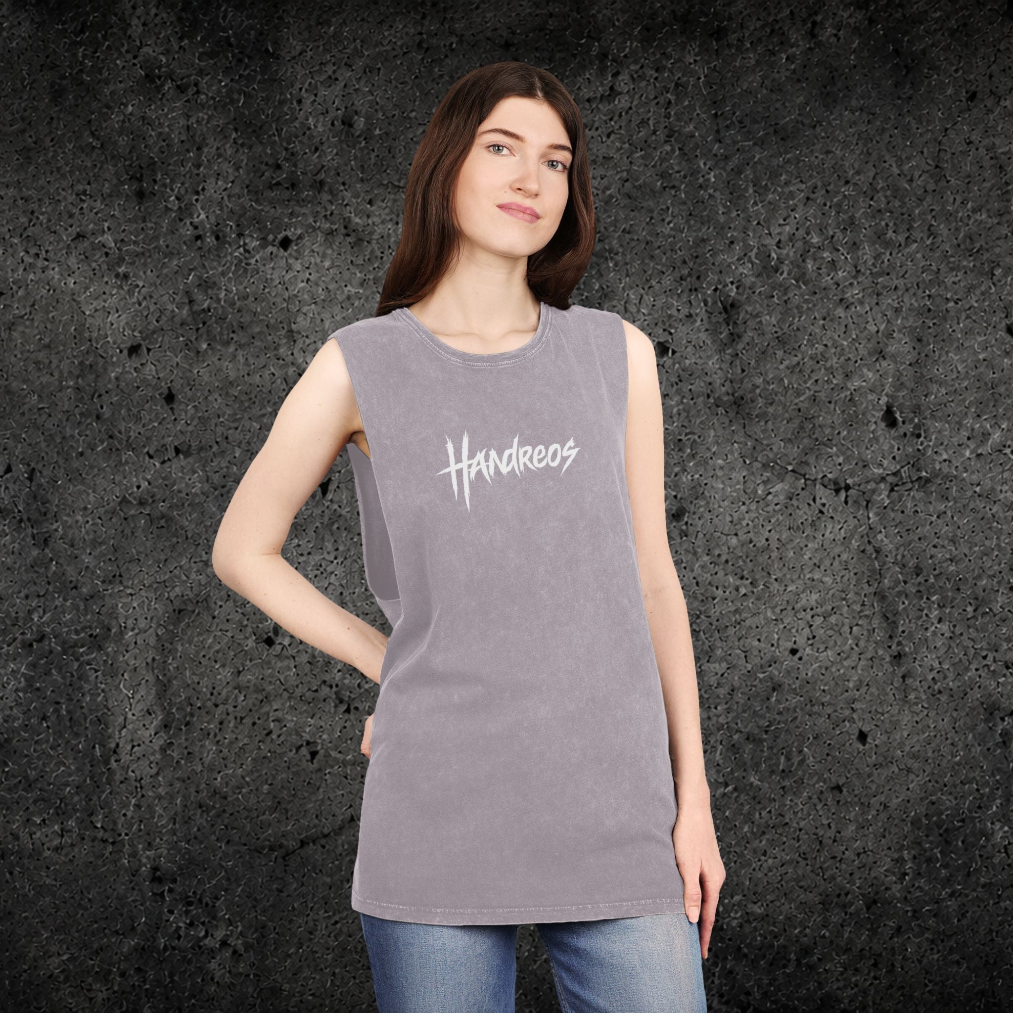 Handreos Logo Stonewash Tank Top — Graphic Muscle Tee
