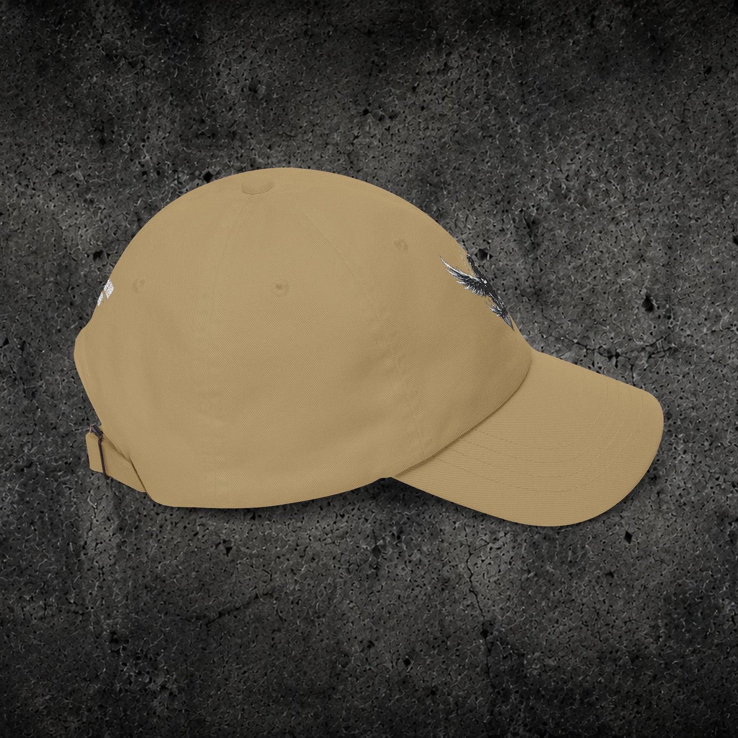 Ember Raven Dad Cap — Minimal Dark Bird Logo Baseball Hat