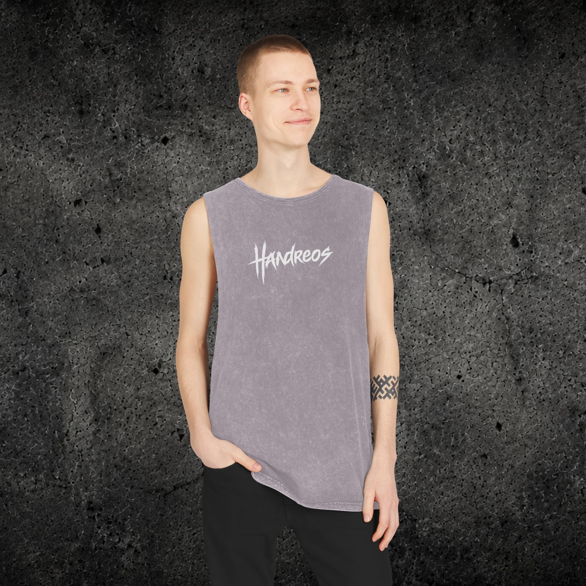 Handreos Logo Stonewash Tank Top — Graphic Muscle Tee