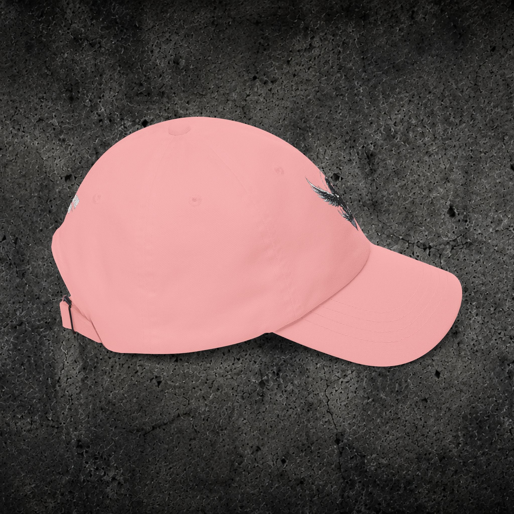 Ember Raven Dad Cap — Minimal Dark Bird Logo Baseball Hat