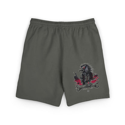 Fleece Sweat Shorts — Raven Bone Graphic Casual Lounge Shorts