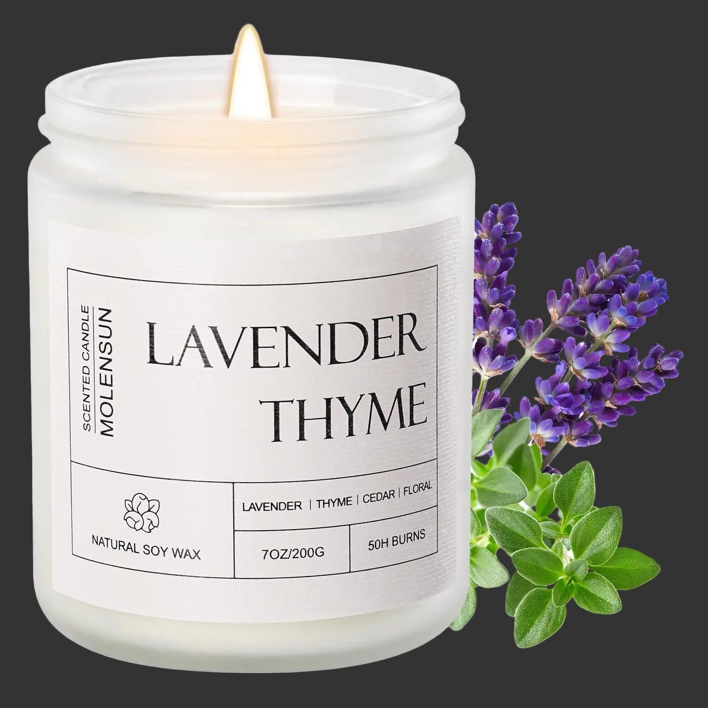 Scented Candles for Home Lavender Thyme Scented Candle Aromatherapy Jar Candle 7 oz 50 Hour Long Lasting Canles Soy Wax Candle Gift for Women